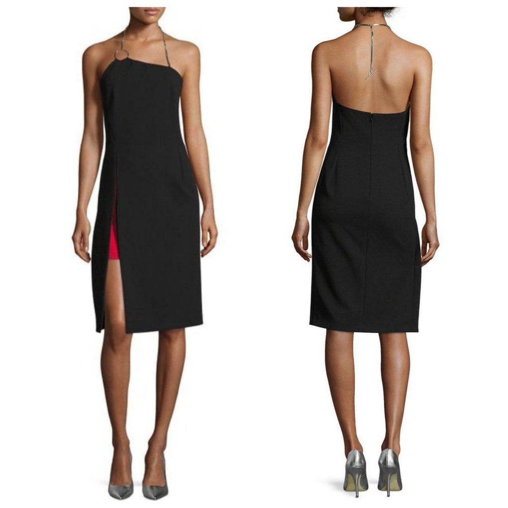 Auc Thierry Mugler Asymmetric Chain Halter Dress FR42